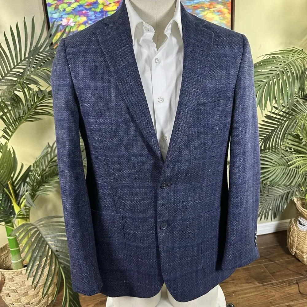 Jos A Bank Reserve 40R Sport coat E. Thomas Italy Wool Cashmere Plaid Glenn